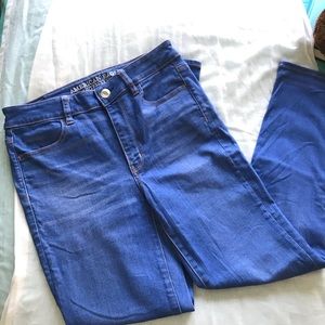 American Eagle bright blue skinny jeans